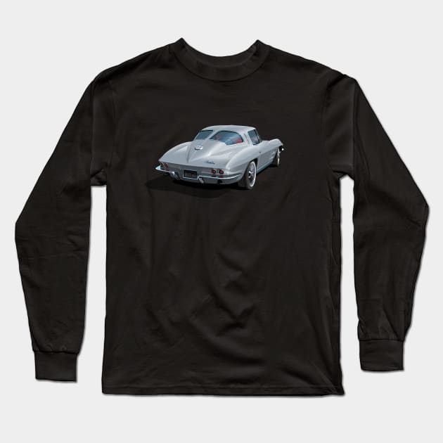 1963 corvette in silver Long Sleeve T-Shirt by candcretro